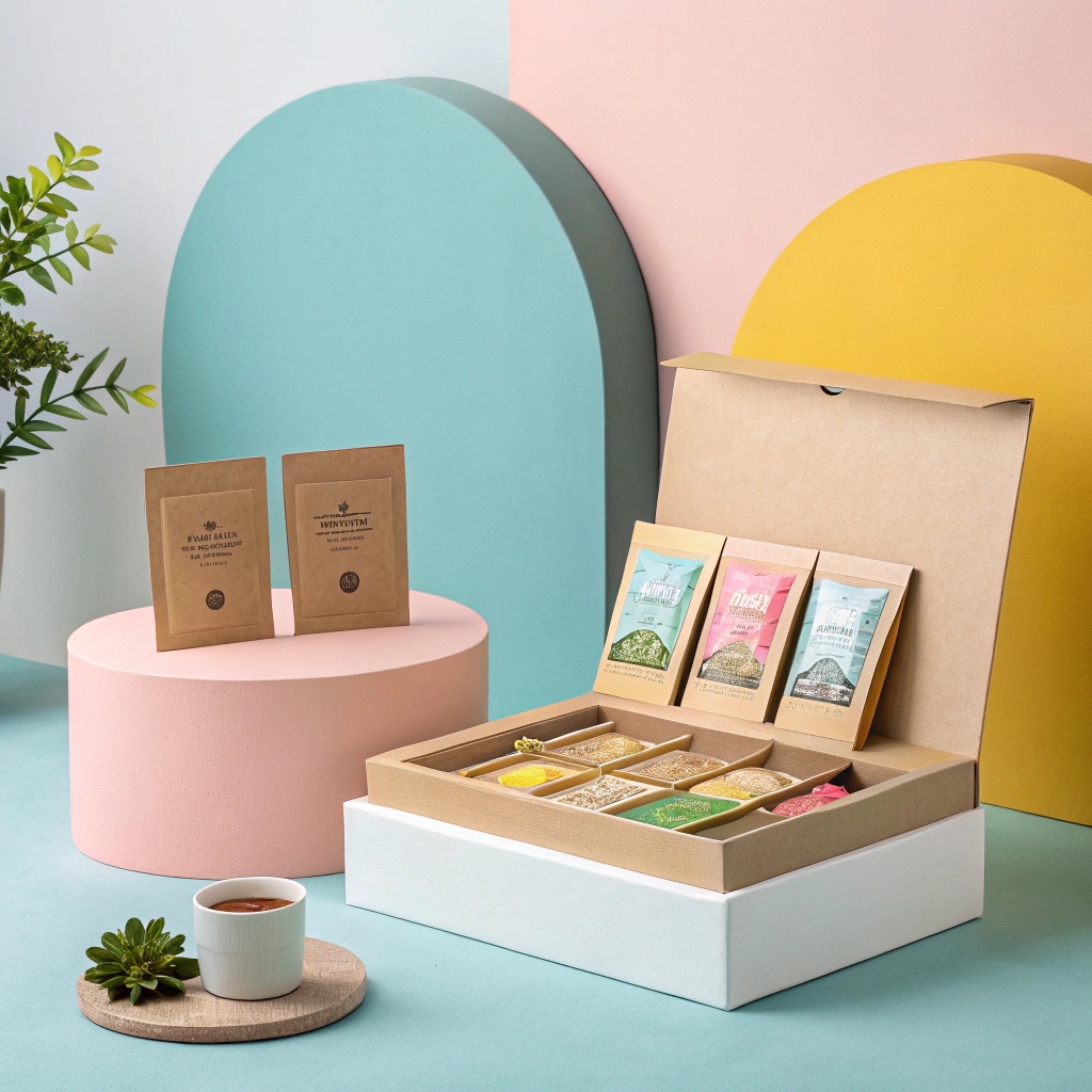 Eco-friendly Tea Boxes with Inner Pouch Holders Kraft Boxes Printing &amp; Packaging